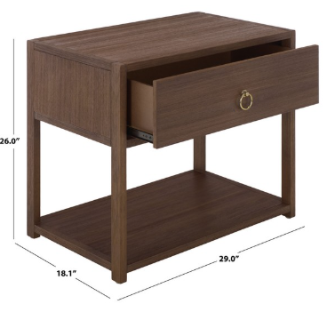 Large Sadie 1 Drawer 1 Shelf Nightstand — Chocolate — Nightstands