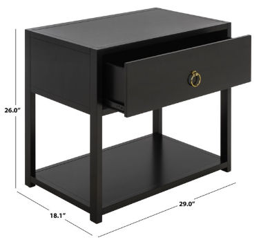 Large Sadie 1 Drawer 1 Shelf Nightstand — Black — Nightstands